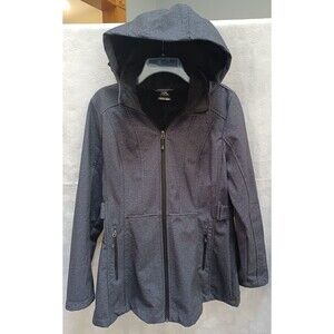 ZEROXPOSUR SOFT SHELL HOODED GRAY WINTER JACKET FAUX FUR LINED WOMENS MED.
